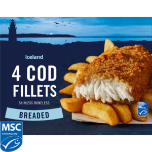 ICELAND 4PK BREADED COD FILLET 500GR